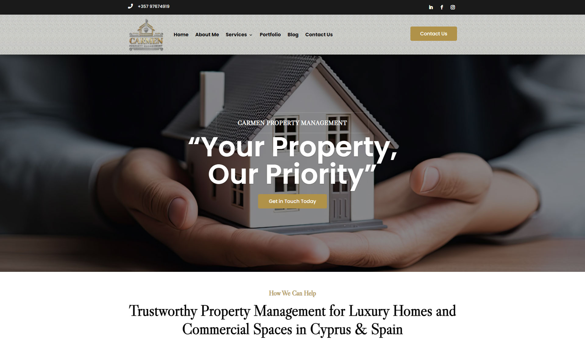 Paphos Website Design - Carmen Property Management Website Build